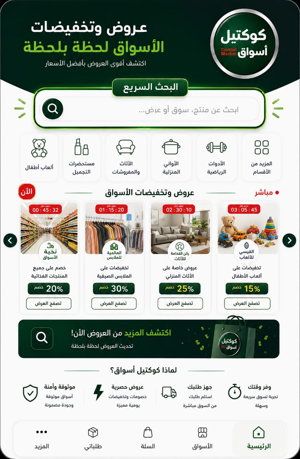 صفحة متكاملة لكل سوق